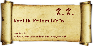 Karlik Krisztián névjegykártya