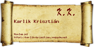 Karlik Krisztián névjegykártya